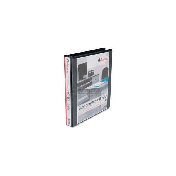 Universal Economy D-Ring Vinyl View Binder, 1 Capacity, Black UNV20741*** - main